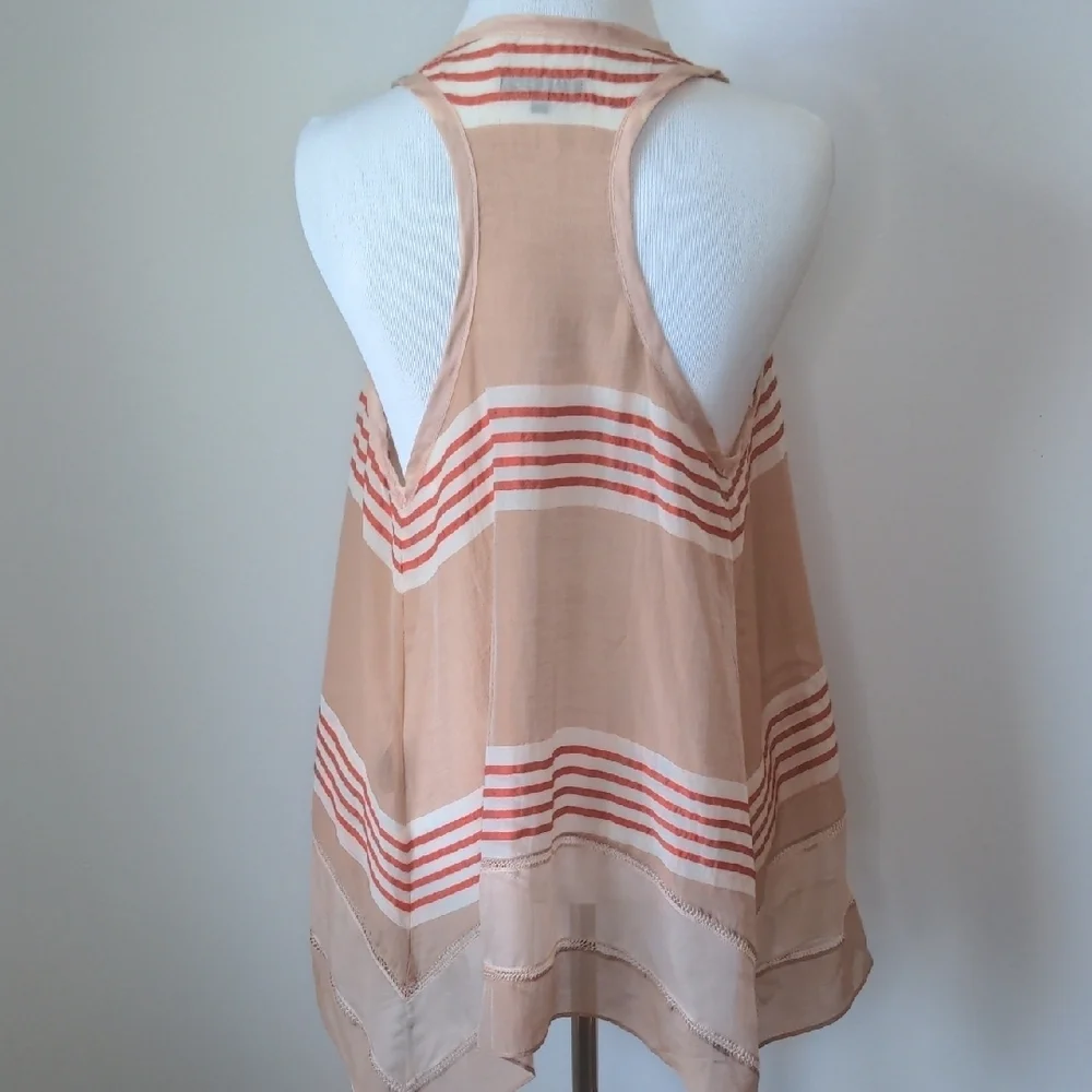 Rag & Bone Racerback Beige and Red Striped Tank Top 6